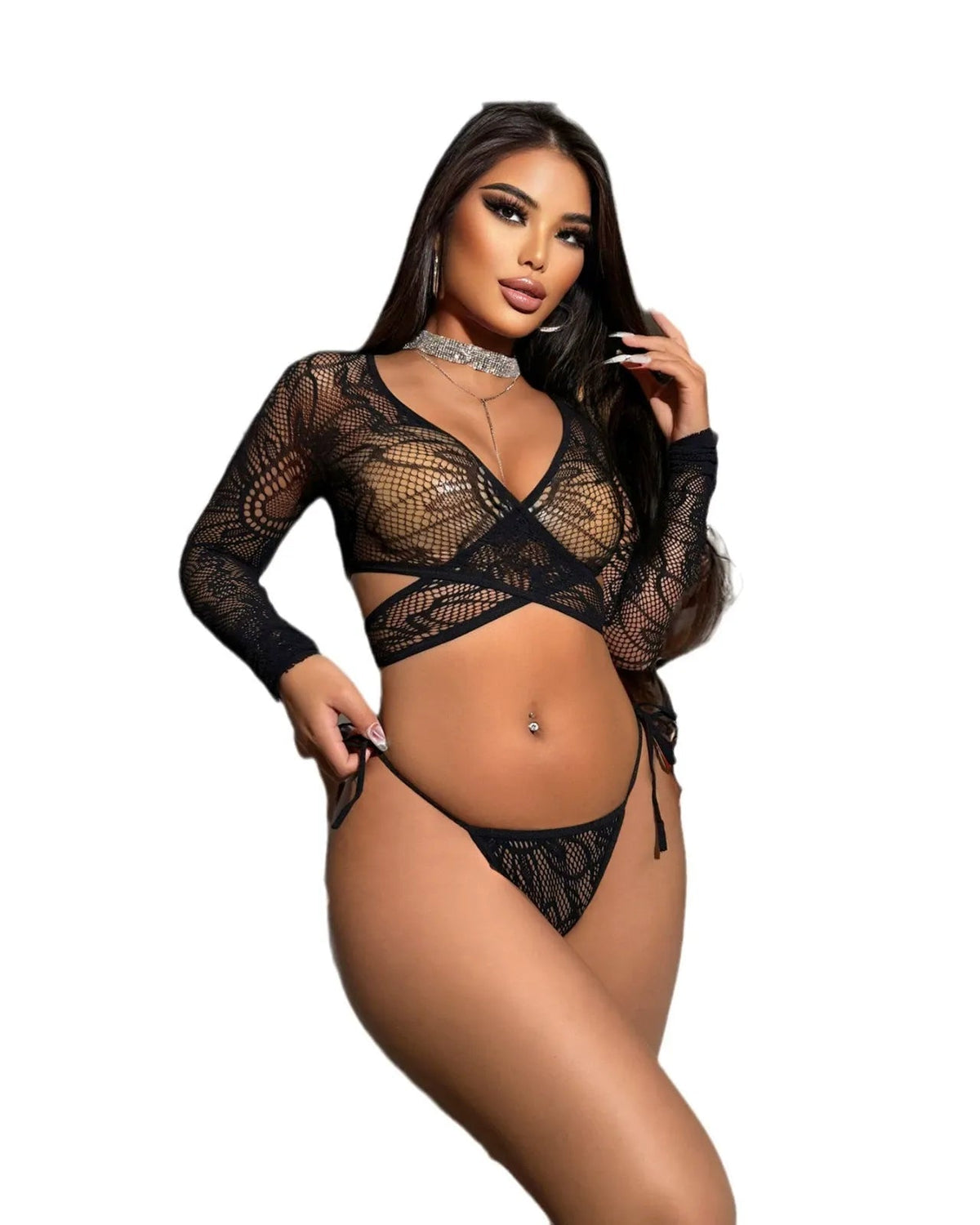 Confidently Controversial Lace Tie - Side Bodystocking - Sinderella