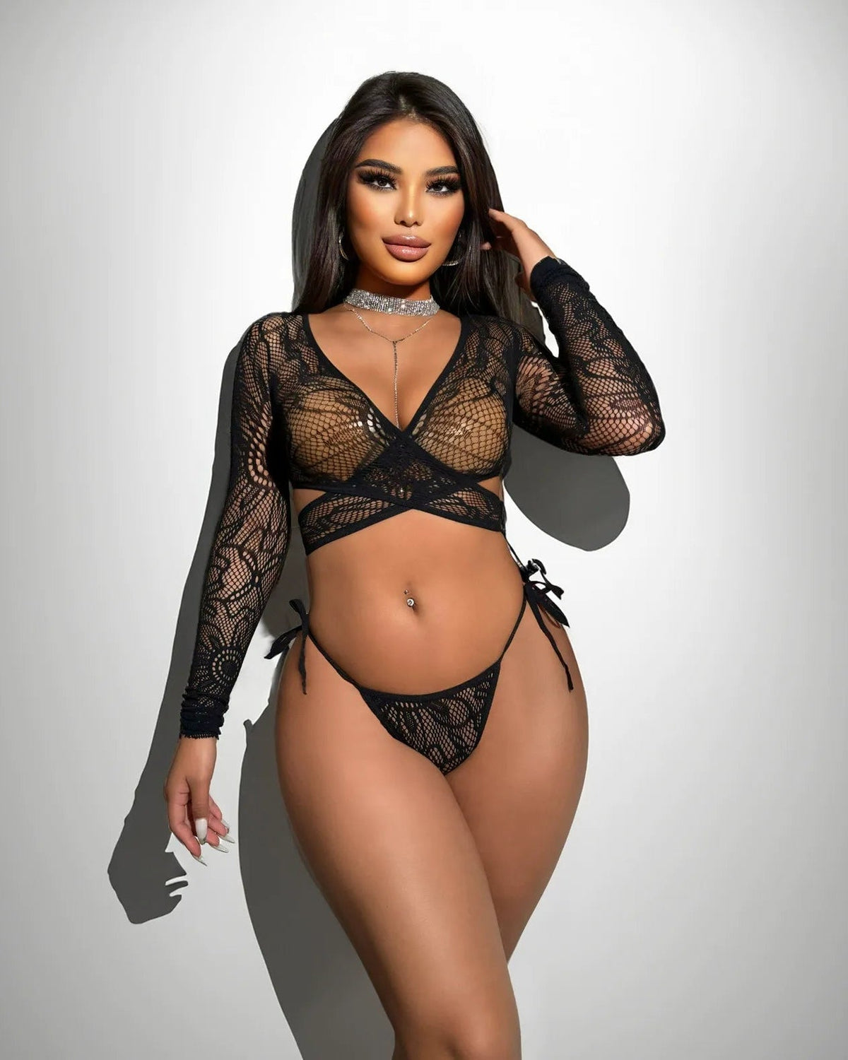 Confidently Controversial Lace Tie - Side Bodystocking - Sinderella