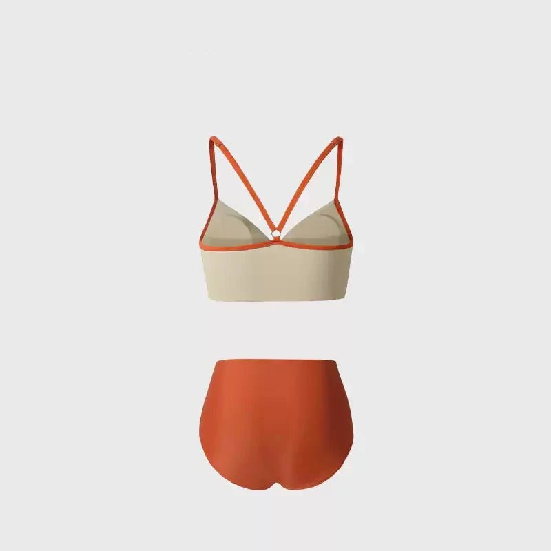 Dual Color Two Piece High Waisted Swimwear By Sinderella - Sinderella