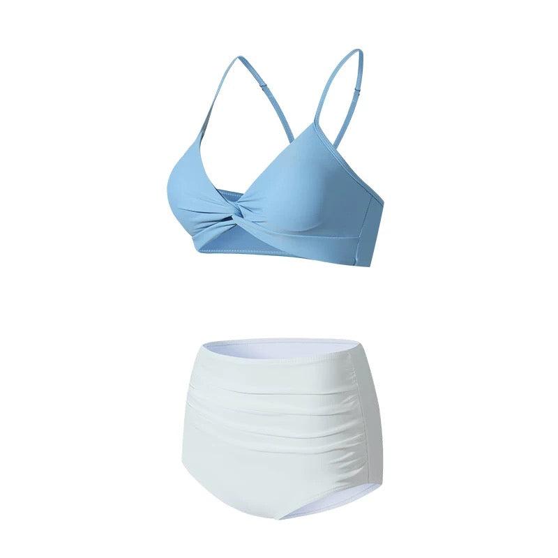 Dual Color Two Piece High Waisted Swimwear By Sinderella - Sinderella