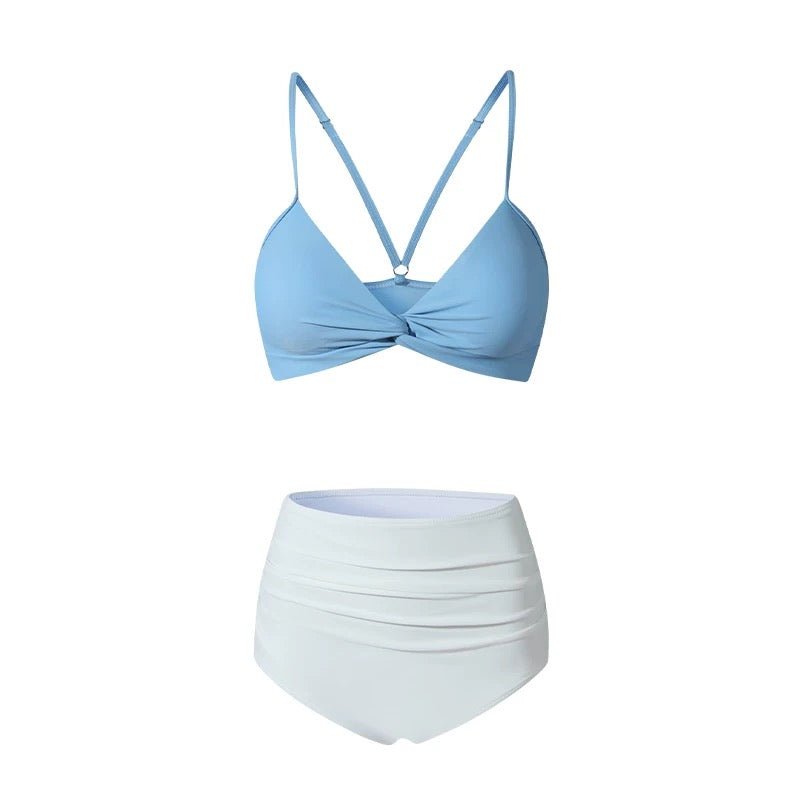 Dual Color Two Piece High Waisted Swimwear By Sinderella - Sinderella