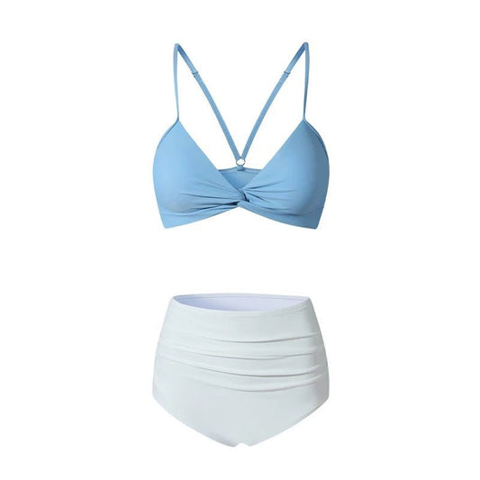 Dual Color Two Piece High Waisted Swimwear By Sinderella - Sinderella