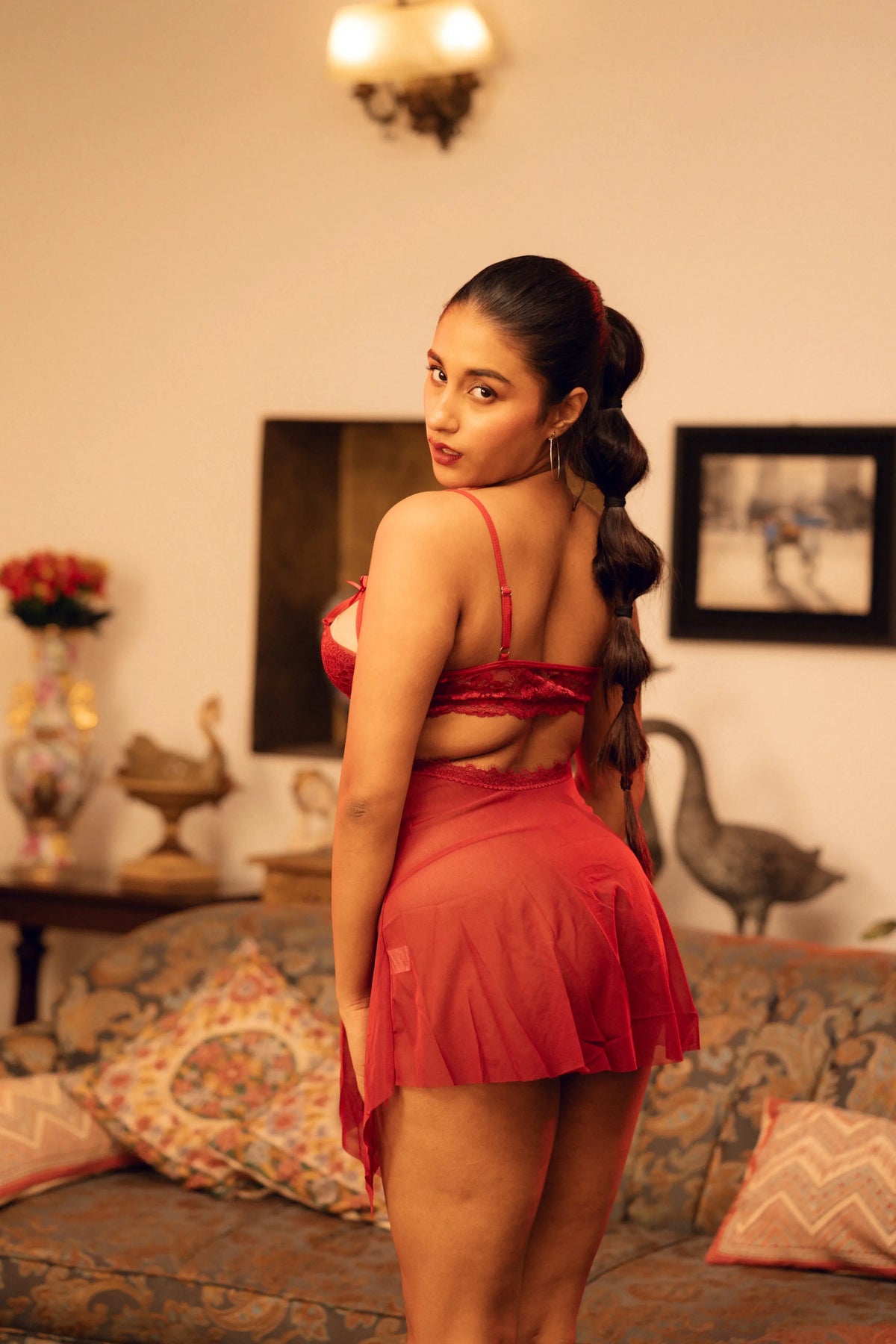 Masti two-piece lace mesh babydoll & panty set, photo 26