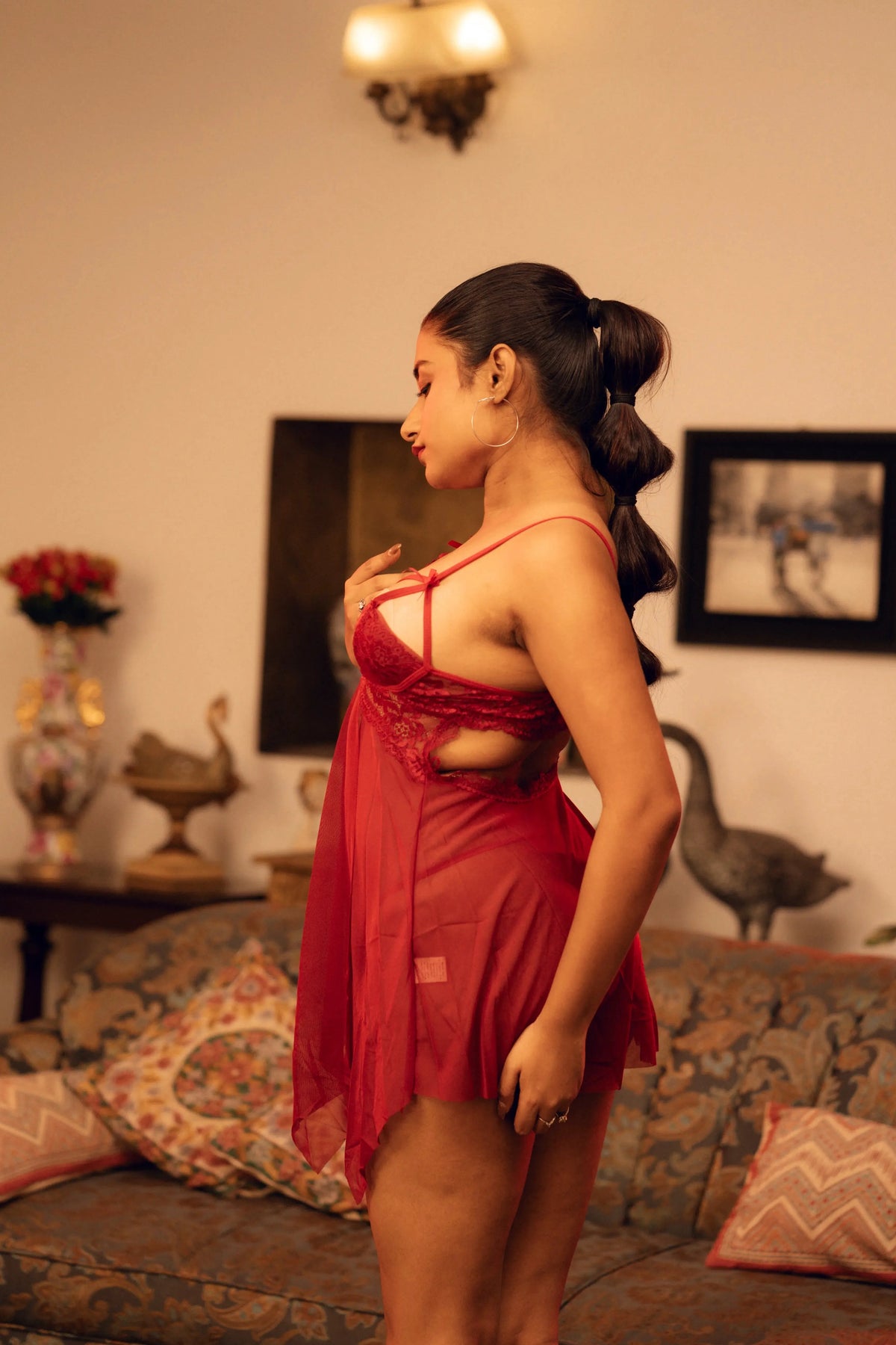 Masti two-piece lace mesh babydoll & panty set, photo 27