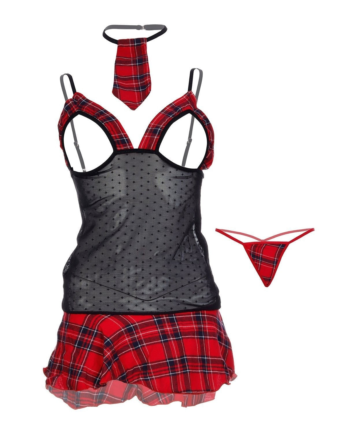 Exposed in Plaid Cut - Out Schoolgirl Lingerie - Sinderella