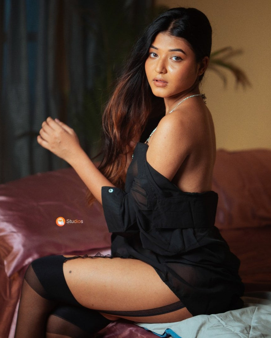 Cloud Nine Boyfriend Shirt Style Off-Shoulder Sheer Lingerie - Sinderella
