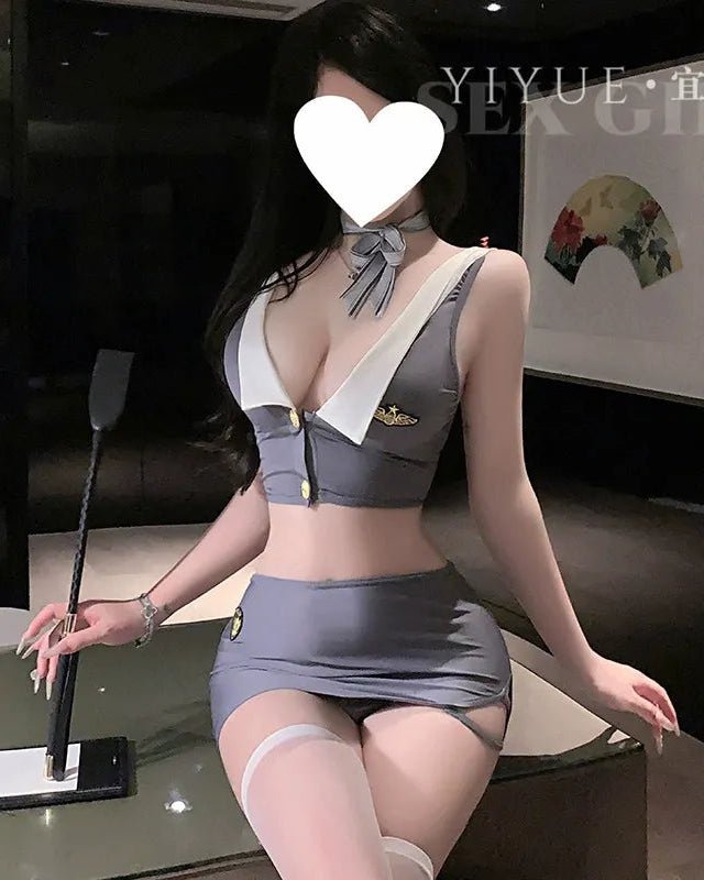 First Class Flight Attendant Roleplay Lingerie Set - Sinderella
