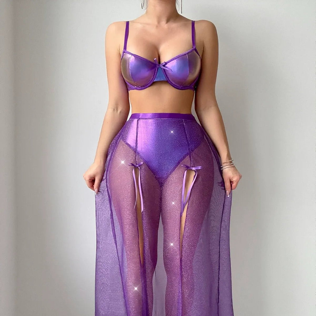 Galaxy Glow Sheer Lingerie Set - Sinderella