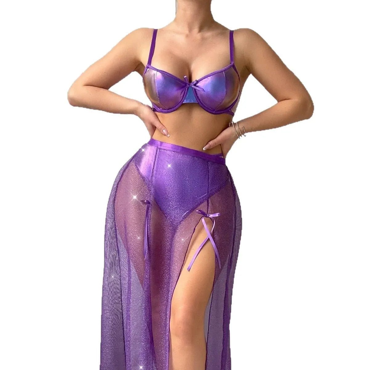 Galaxy Glow Sheer Lingerie Set - Sinderella