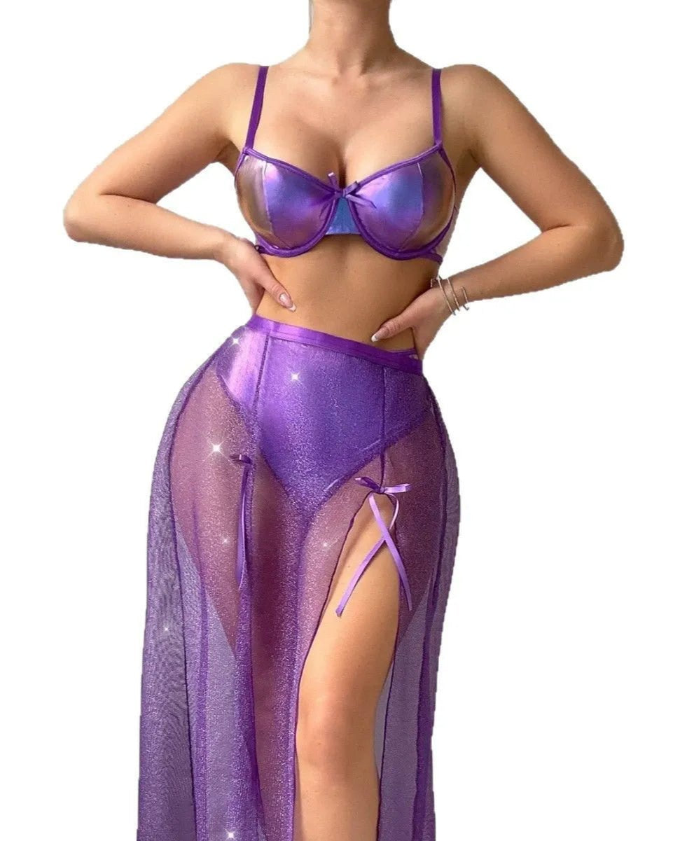 Galaxy Glow Sheer Lingerie Set - Sinderella