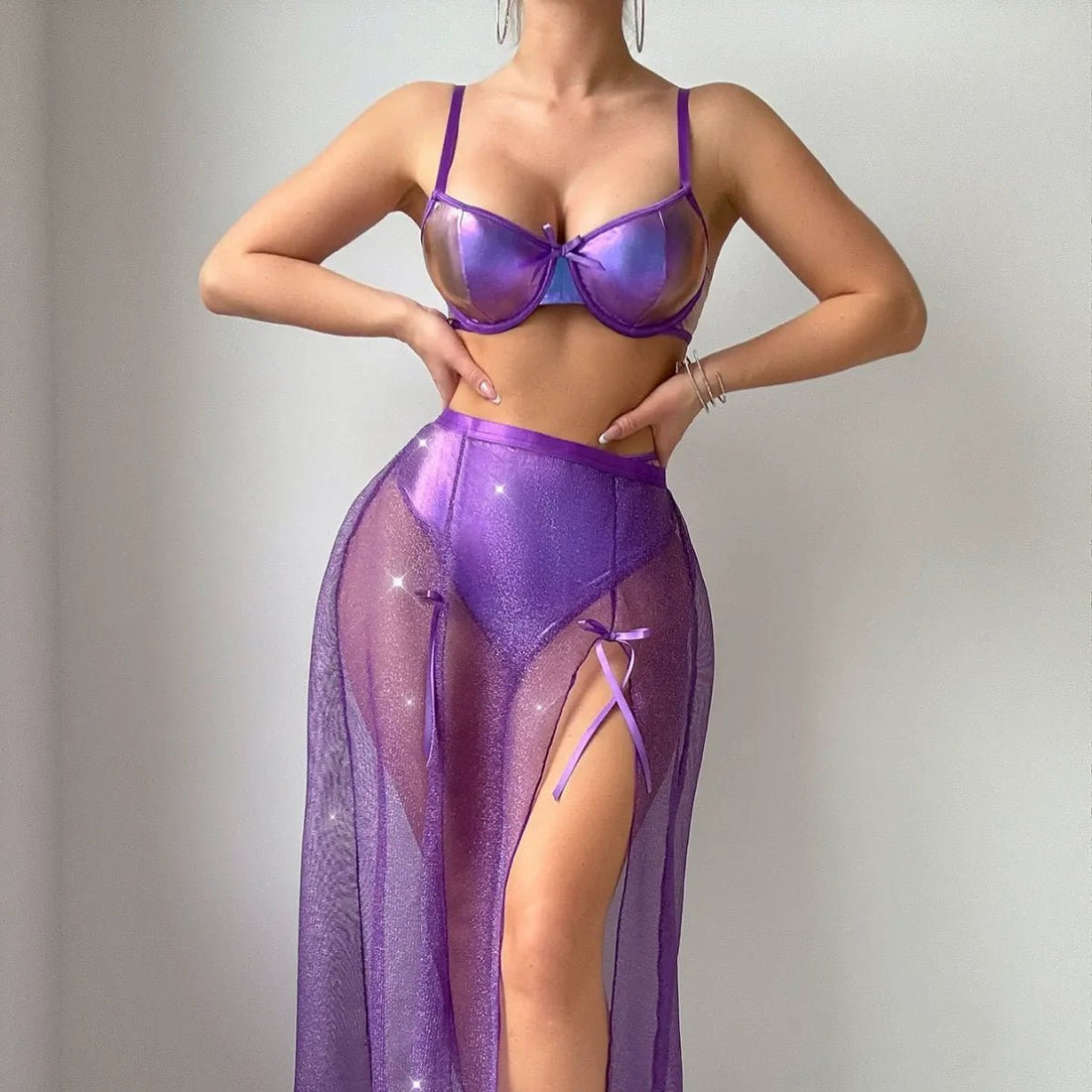 Galaxy Glow Sheer Lingerie Set - Sinderella