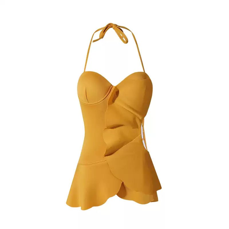 Halter Neck Flower Shape Cutout Swimwear By Sinderella - Sinderella