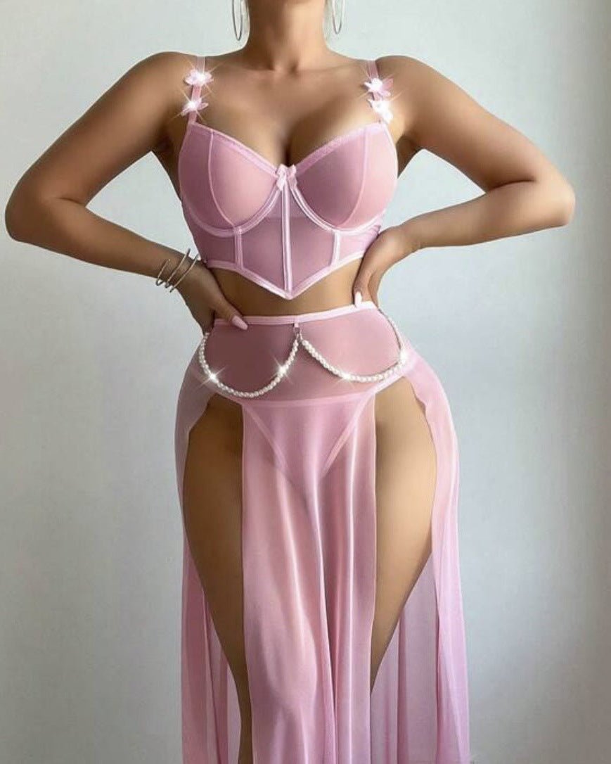 High Slits & Higher Standards Sheer Lingerie Set - Sinderella