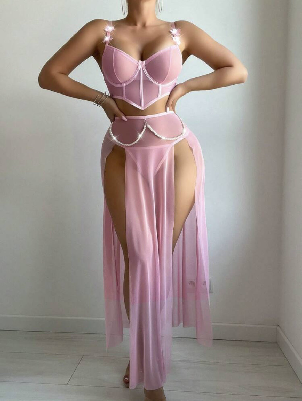 High Slits & Higher Standards Sheer Lingerie Set - Sinderella