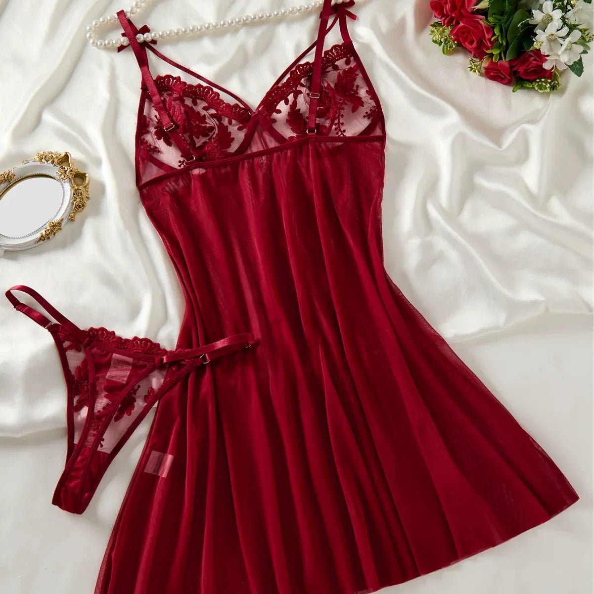 High Stakes Seductress Sheer Lace Babydoll Lingerie - Sinderella