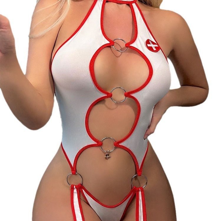 Hotline Nurse Fantasy Cut - Out Bodysuit Lingerie - Sinderella