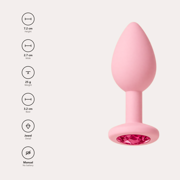 Shararat specifications: 7.2 cm long, 2.7 cm wide, 25 g, 3.2 cm base, jewel detail, no battery