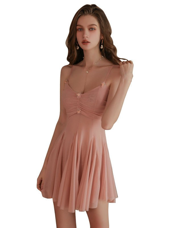 Megh — Two-Piece Mesh Satin Babydoll & Panty Set