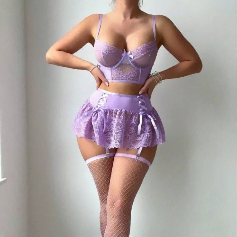 Lilac Lace Fantasy Lingerie set - Sinderella