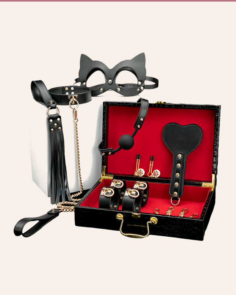 Set The Rules For Tonight – 7 Piece Set with Cuffs, Flogger & Paddle