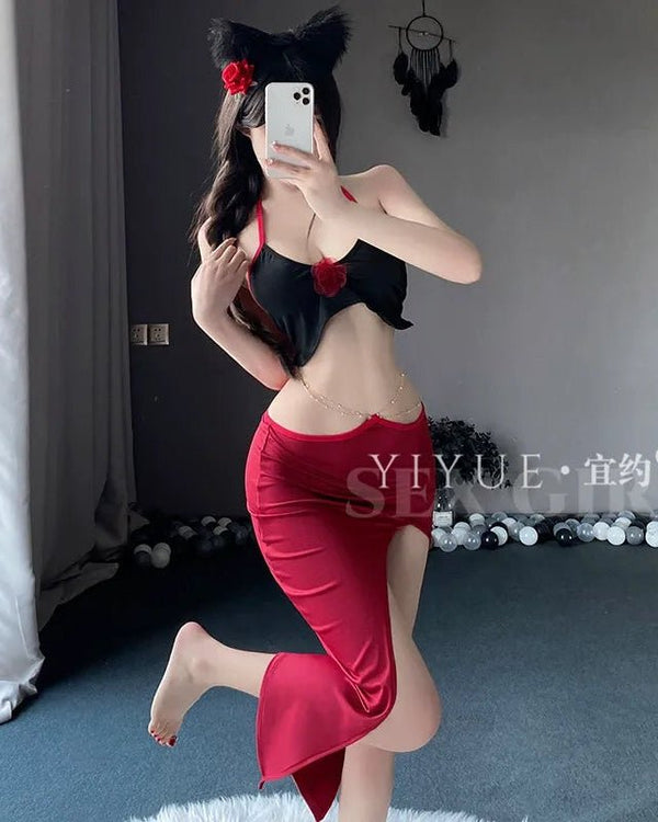 Magnetic Nights Flame Two - Piece Lingerie Set - Sinderella