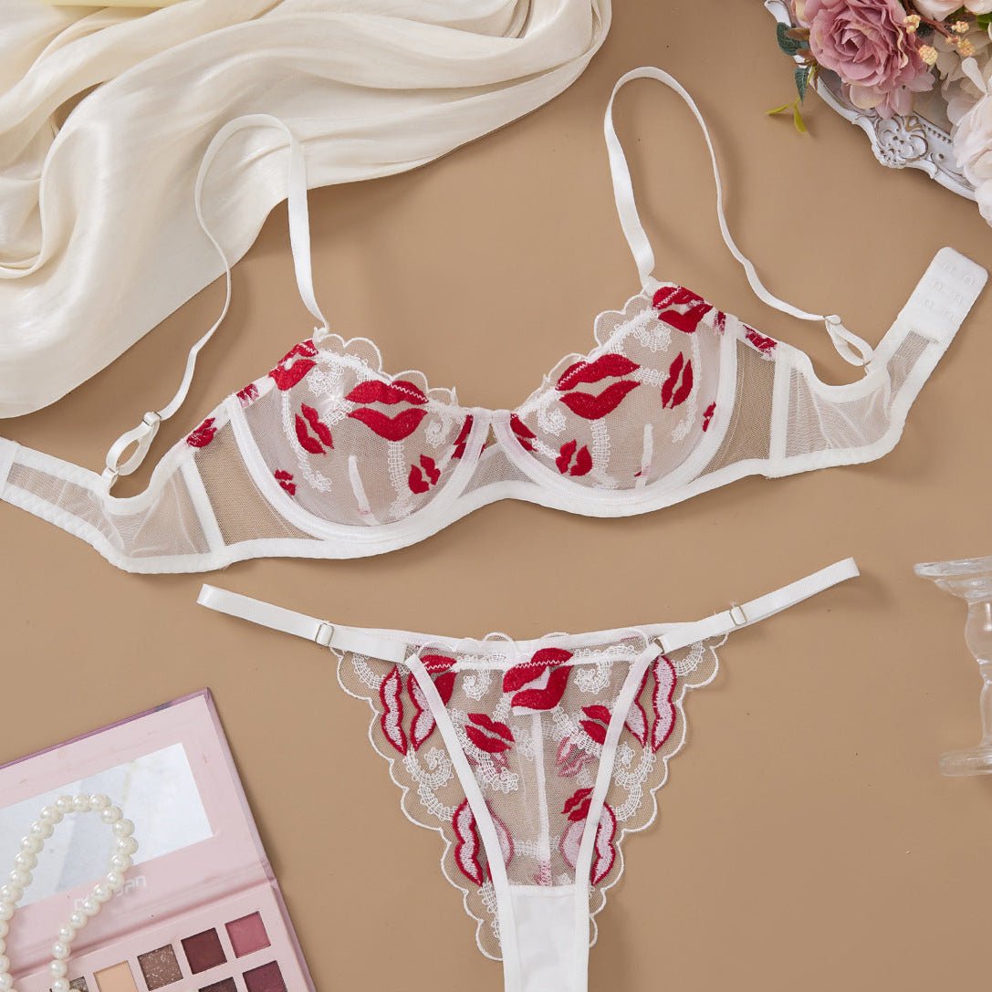 Makeout Manifesto Sheer Lace Bra & Thong Lingerie - Sinderella