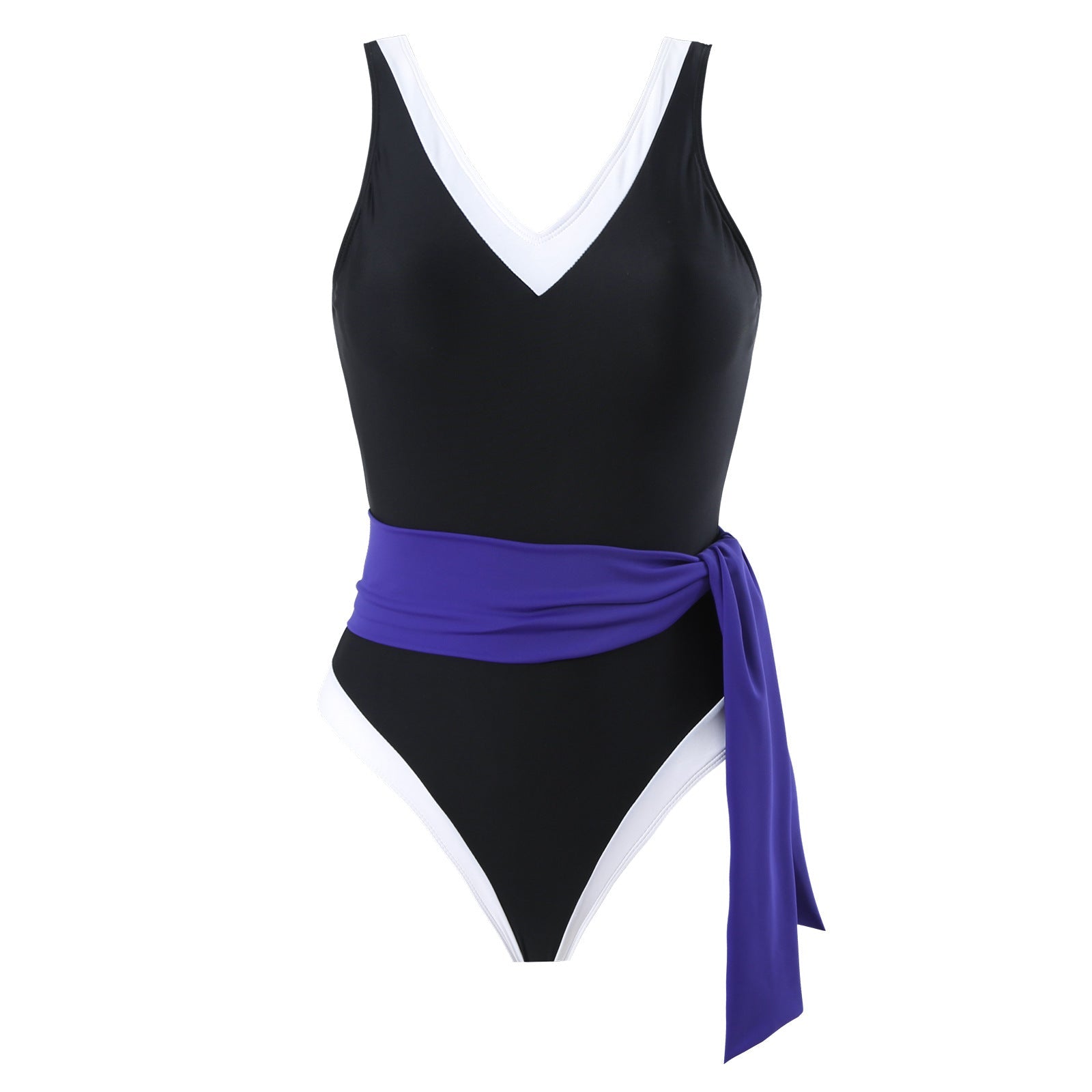 Monokini Color Block Swimsuit With Slimming Skirt By Sinderella - Sinderella