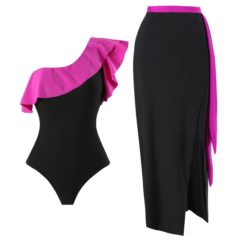 One-Shoulder Monokini with Cover Up