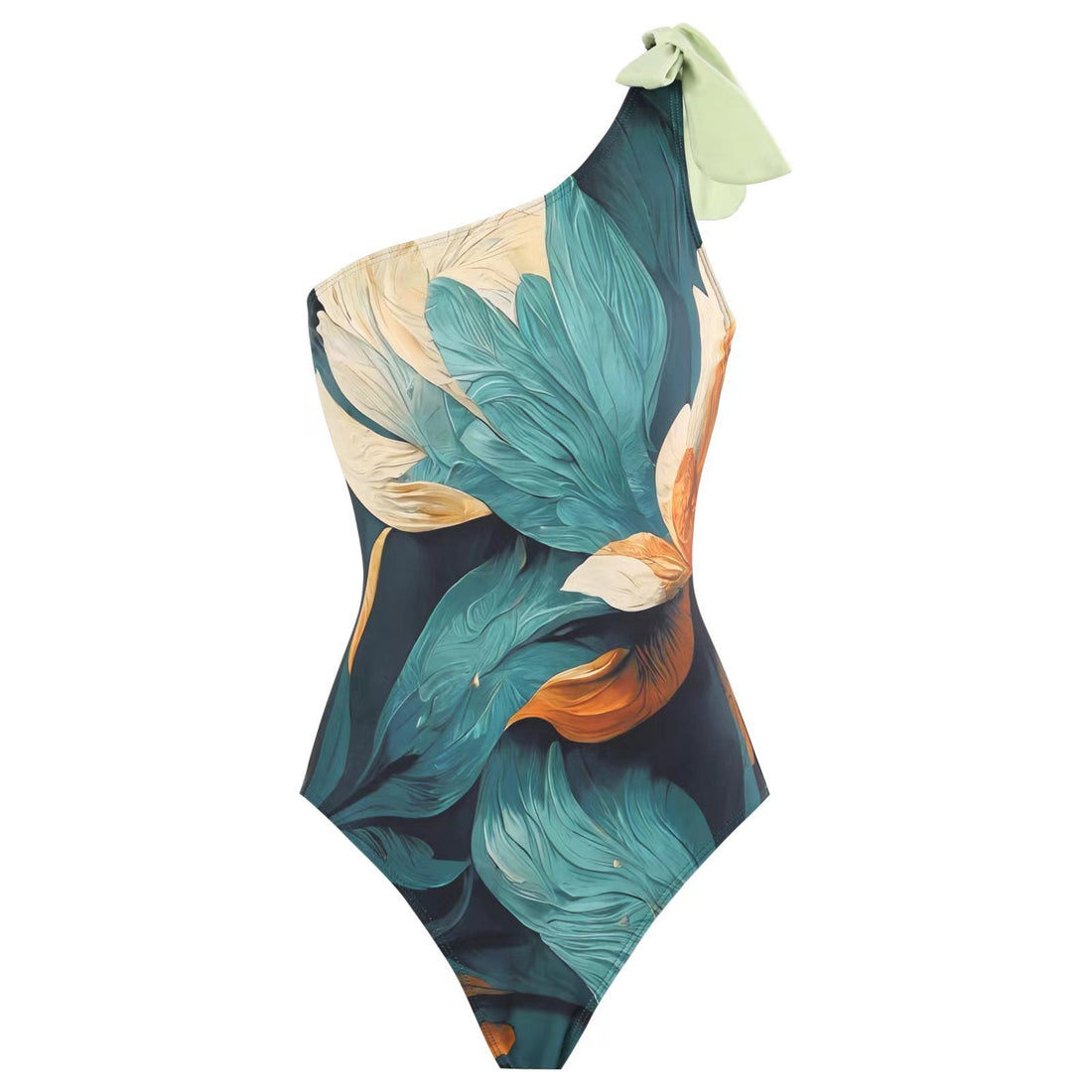Monokini One Shoulder Multicolor Swimsuit With Ruffle Skirt By Sinderella - Sinderella