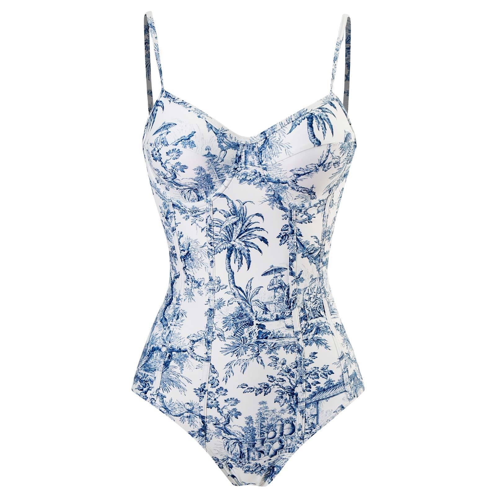 Monokini Sea Blue Swimwear with Sarong By Sinderella - Sinderella