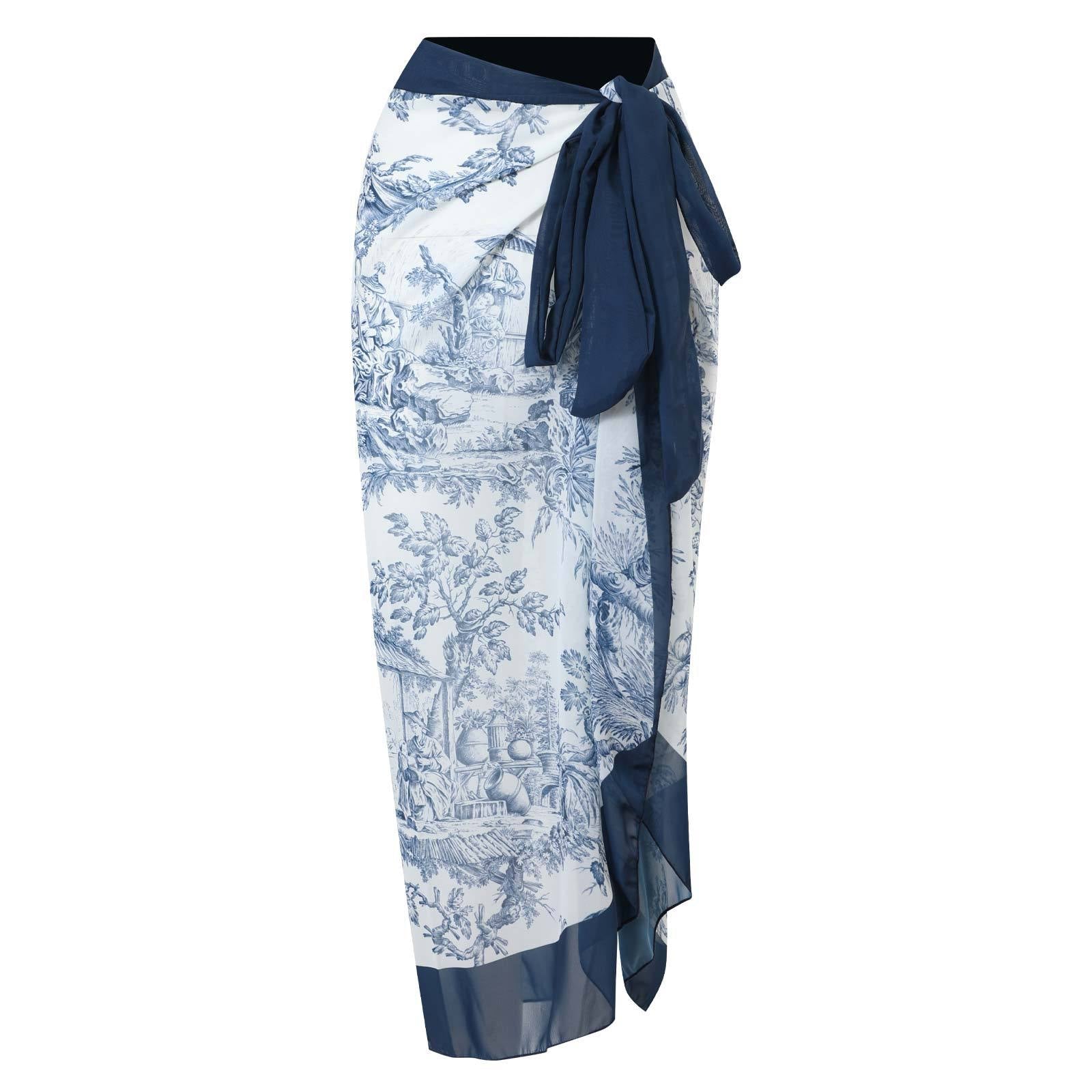 Monokini Sea Blue Swimwear with Sarong By Sinderella - Sinderella