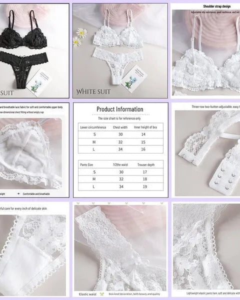 Naomi Two Piece Floral Lace Mesh Lingerie Set - Sinderella