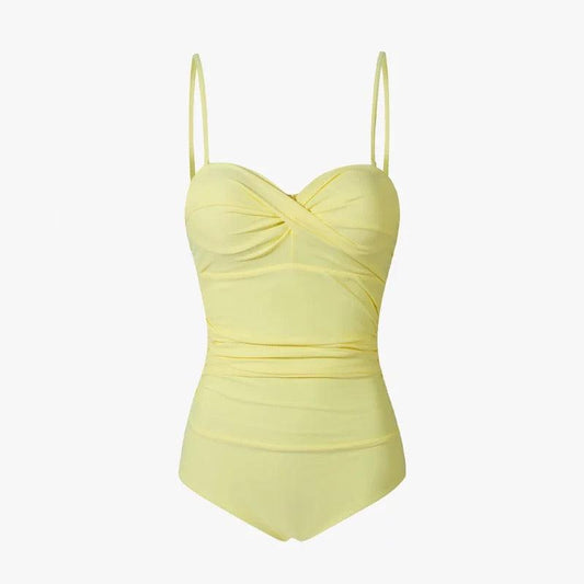 Pastel Color Ruched Slimming Monokini By Sinderella - Sinderella