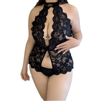 Plus Size Lace Babydoll Teddies Lingerie Set - Sinderella