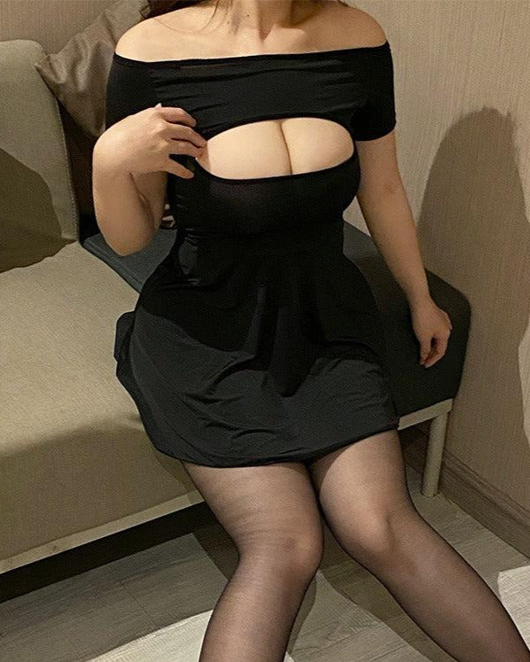 Halchal — Two-Piece Off-Shoulder Cutout Mini Dress & Panty Set