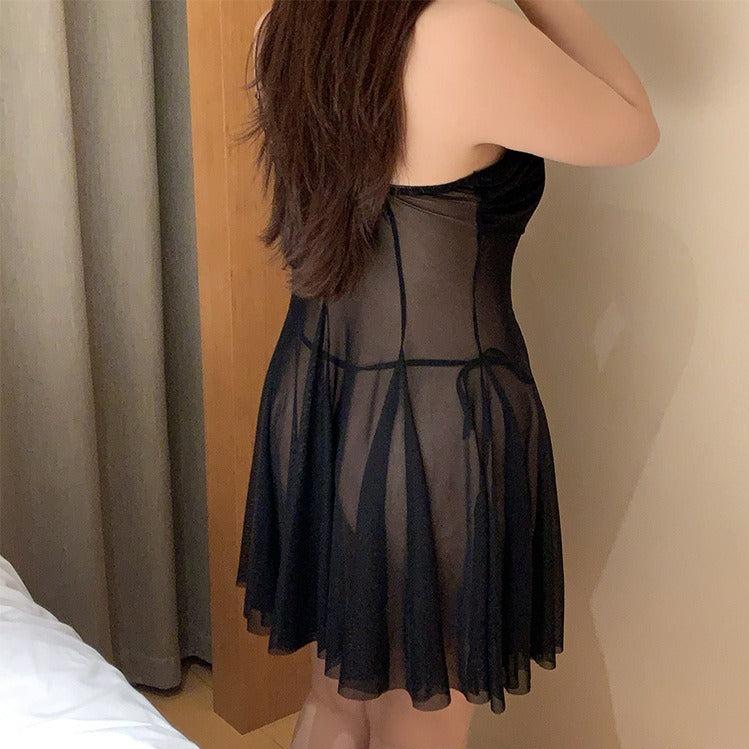 Plus Size Sheer Mesh Babydoll Lingerie - Sinderella