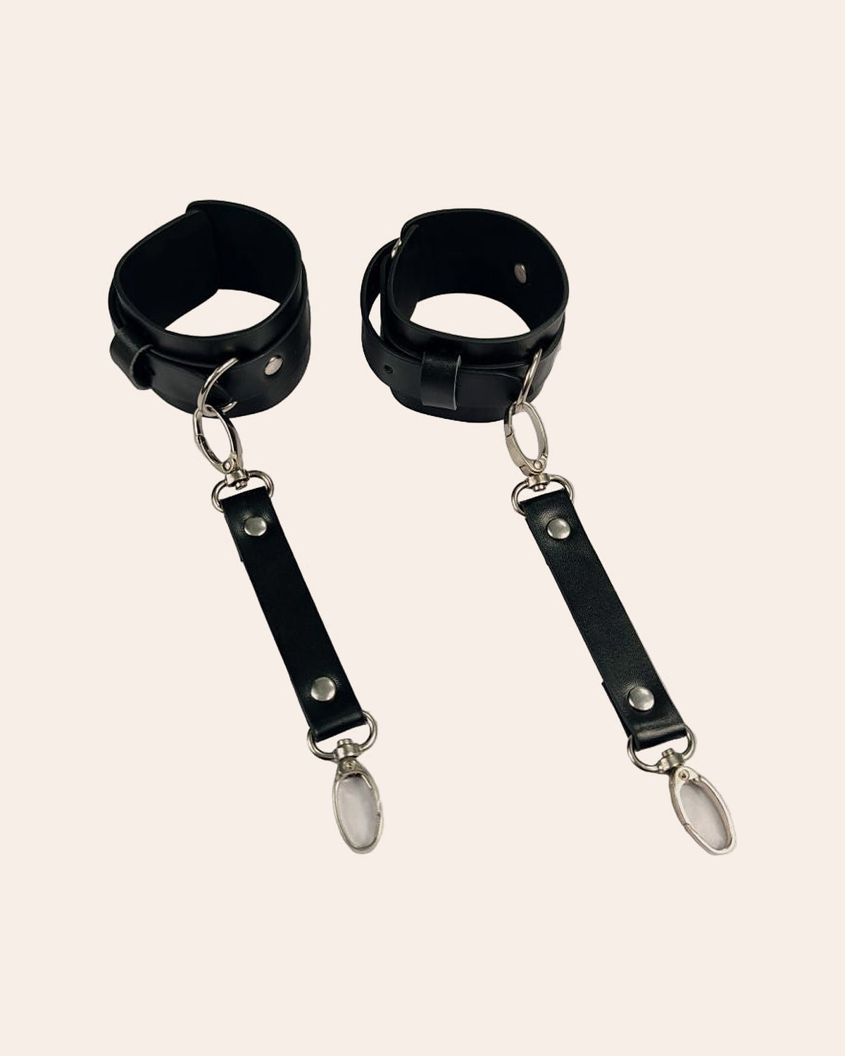 Qaid handcuffs with clip-on straps, angle view