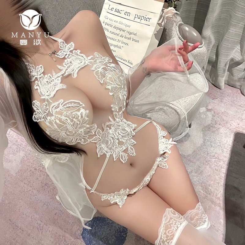 Reckless Nights Lace Blossom Sheer Lingerie Set - Sinderella