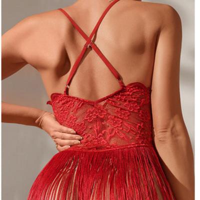 Rivka Lace Fringe Backless Lingerie - Sinderella