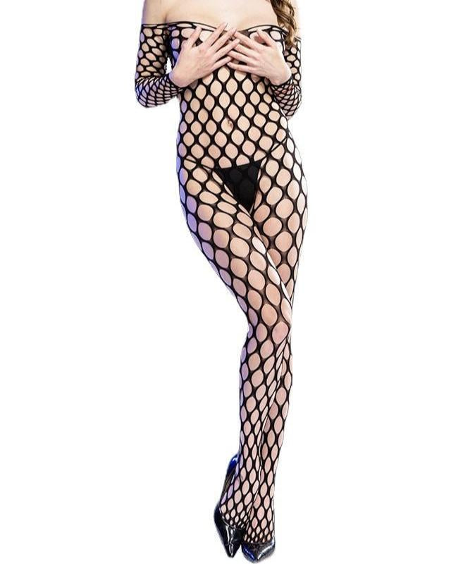 Kesar — Long-Sleeve Fishnet Bodystocking