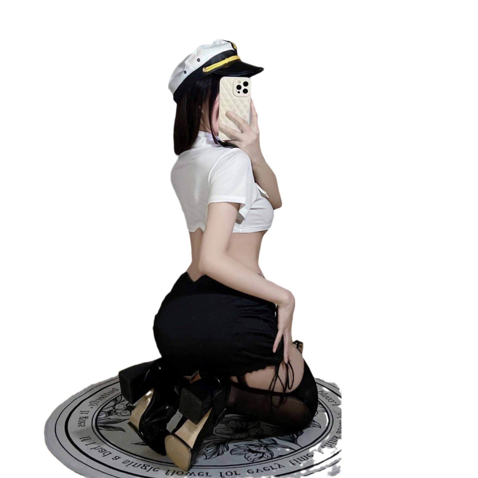 Shelby Pilot Roleplay Lingerie Set With Stocking, Hat And Tie - Sinderella