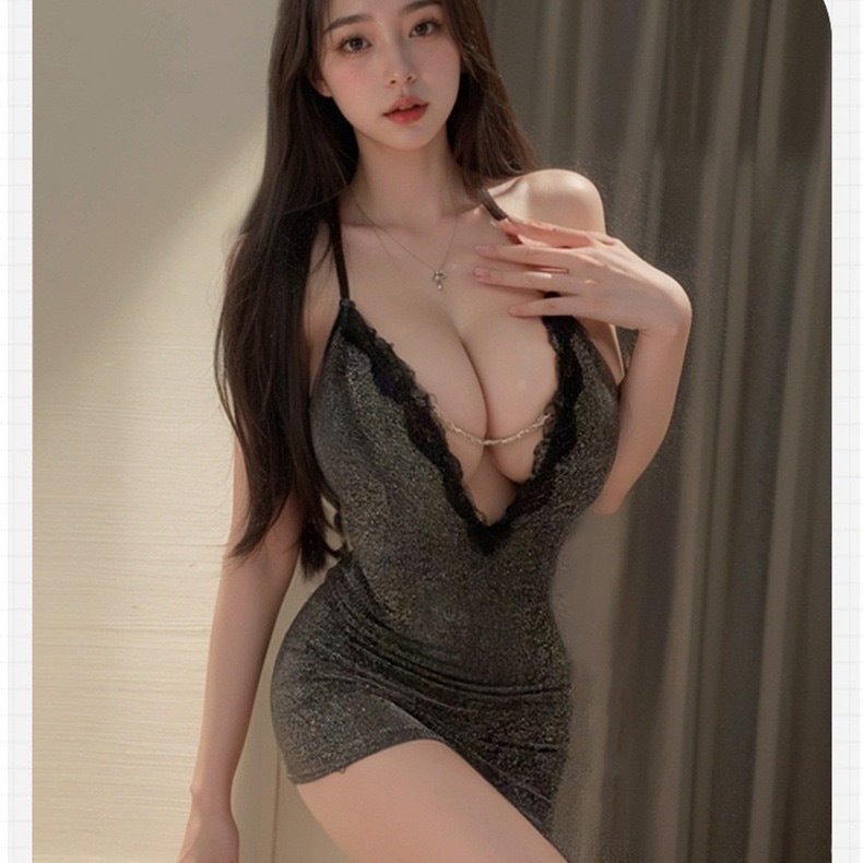 Shimmer Plunge Bodycon Lingerie - Sinderella
