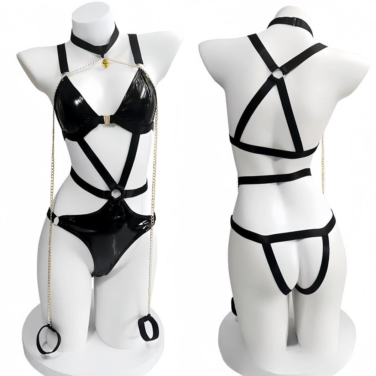 Slaycuffed Latex Bondage Leather Lingerie - Sinderella