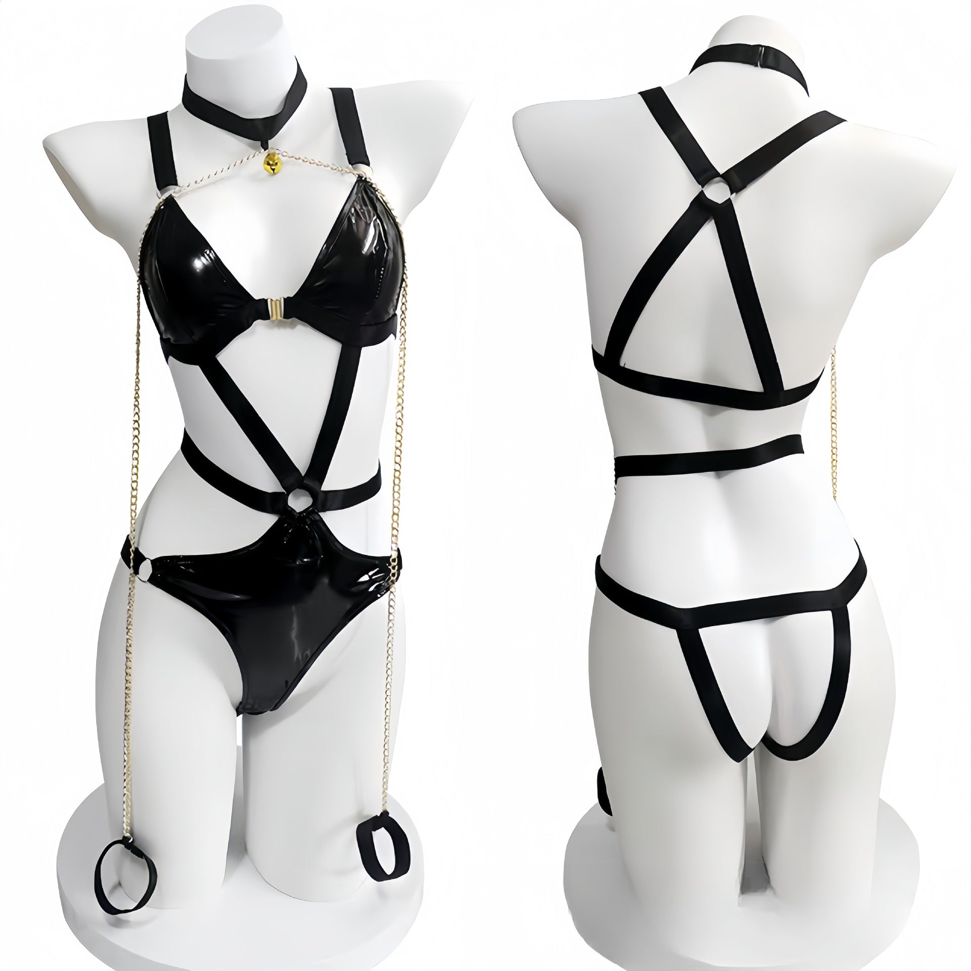 Slaycuffed Latex Bondage Leather Lingerie - Sinderella