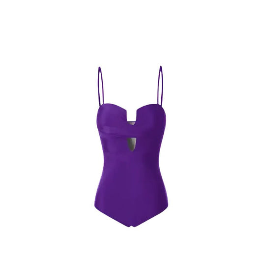 Solid Color Monokini With Spaghetti Strap By Sinderella - Sinderella