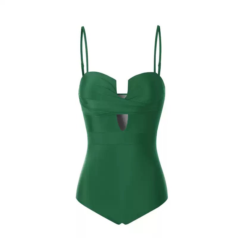 Solid Color Monokini With Spaghetti Strap By Sinderella - Sinderella