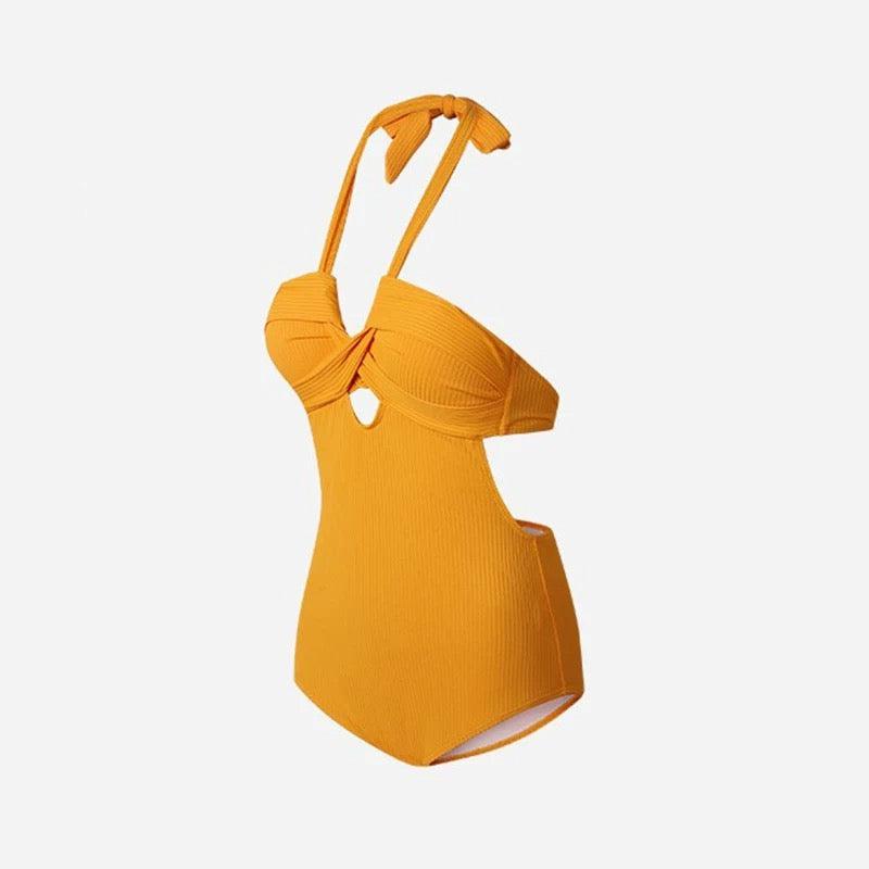 Solid Yellow Color Monokini Halter Neck By Sinderella - Sinderella