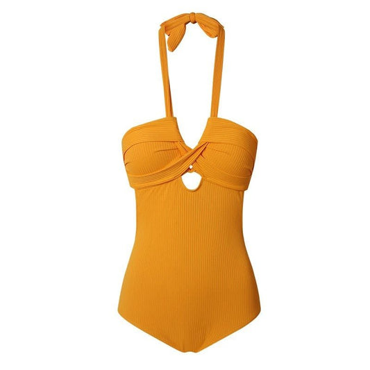 Solid Yellow Color Monokini Halter Neck By Sinderella - Sinderella