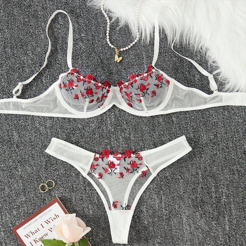 Stop & Stare Sheer Mesh Bra & Thong Lingerie - Sinderella