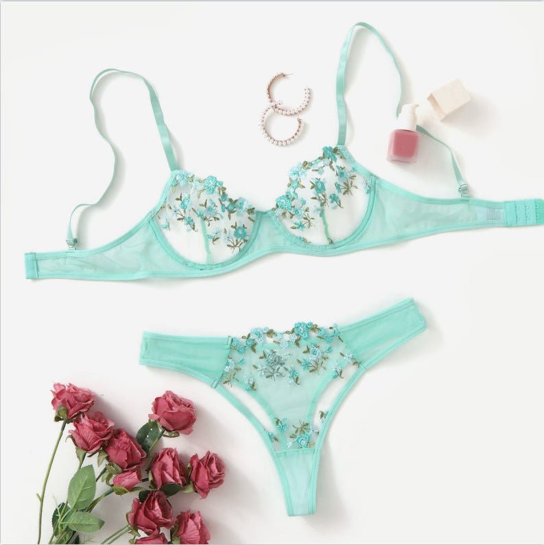 Stop & Stare Sheer Mesh Bra & Thong Lingerie - Sinderella
